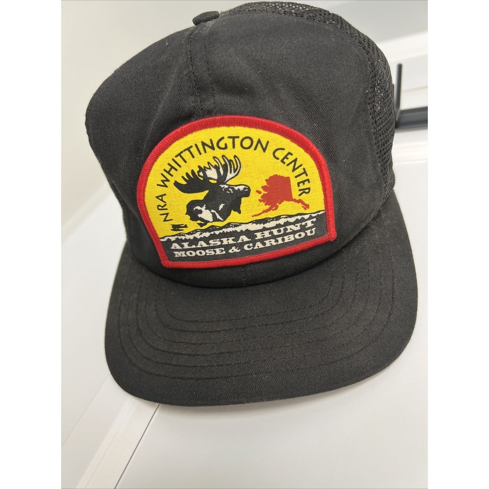Vintage NRA Whittington Center Trucker Hat Baseball Cap Alaska Hunt Hunter Black